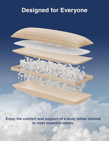 ZonLi Adjustable Memory Foam Body Pillow for Adults, Firm Support Long Pillow for Side Sleepers, Elegant Quilted 20x54 inch, Khaki