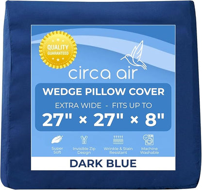 Circa Air Wedge Pillow Cover - Ultra Soft 100% Microfiber Wedge Pillow Case (27x27x8), Zip Cover, Extra Wide Large