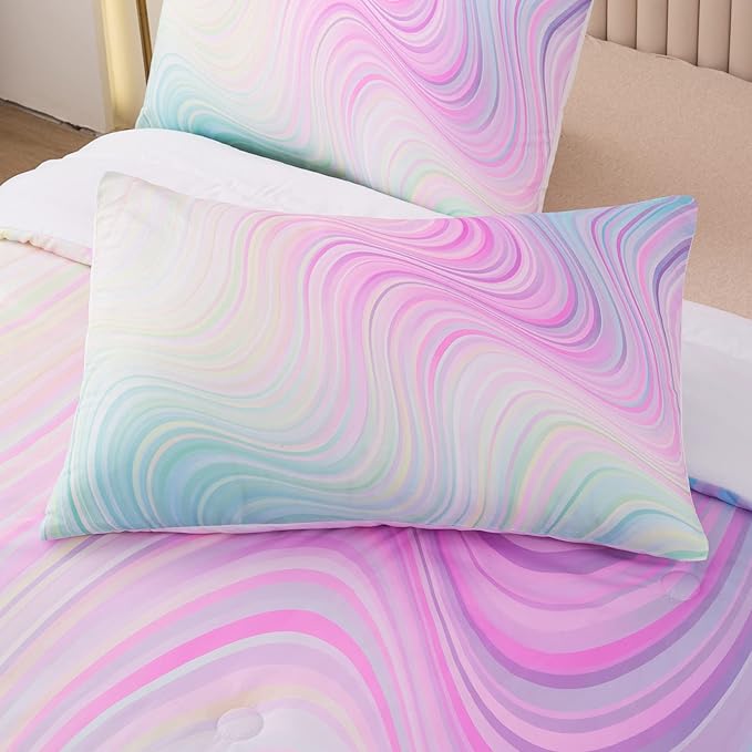 Bodhi Girls Queen Comforter Set,Kids Bedding Queen,Pink Girls Bedding Set,Colorful Tie Dye Comforter,Teen Comforter Set Queen with Matching Pillowcases