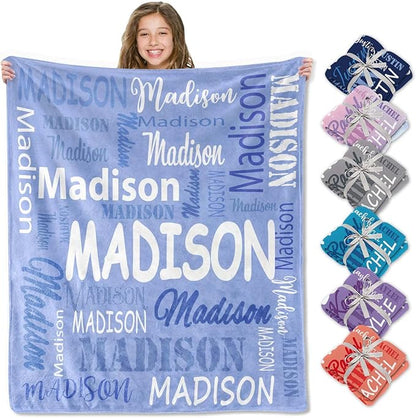 Ships Next Day, Personalized Blankets and Throws Custom Blanket with Name Customized Flannel Blanket for Kids Christmas Blanket Gifts for Teen Girls Boys