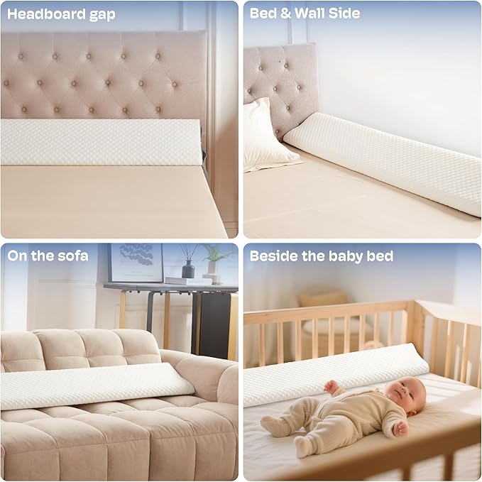 Full Size Wedge Pillow Headboard for Bed Gap Filler, Bed Wedge Pillow for Headboard Gap (0-8") Ergonomic Mattress Wedge Gap Filler for Stop Pillows, Phones & Items Falling Down(54"X10"X6")