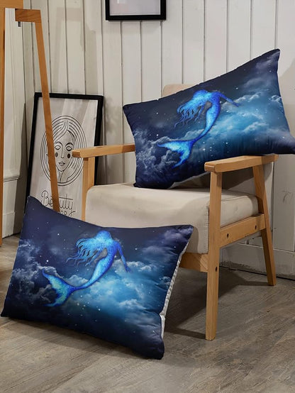CVHOUSE Mermaid Duvet Cover Full Size,Sky Cloud Bedding Set for Girls Kids Teens,Mermaid Comforter Cover,1 2 Pillowcases 3 Piece Full 79'x89'