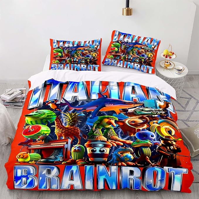 Funny Fusion Animals Bedding Set,Fusion Animals Duvet Cover Twin Full Queen King Set for Kids Boys Bed Decor Gifts (Color 2,Queen (90" x 90"))