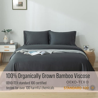 Bella Coterie | Luxury Bamboo Viscose King Size Pillowcase Set | 100% Organically Grown | Ultra Soft | Cooling | 2 Pcs [Charcoal Grey]