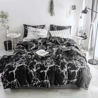 Wellboo Black Marble Comforter Set Queen White Texture Bedding Women Men Black and White Marble Quilts Cotton Adults Modern Black Abstract Streaks Bed Organic Luxury Gothic Chic Blanket