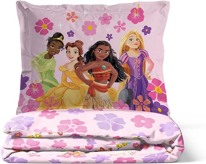 Jay Franco Kids Duvet Cover Set – 2 Piece Super Soft Bedding with Sham Pillowcase, Cover ONLY Comforter Not Included, Pink - Princess, Twin