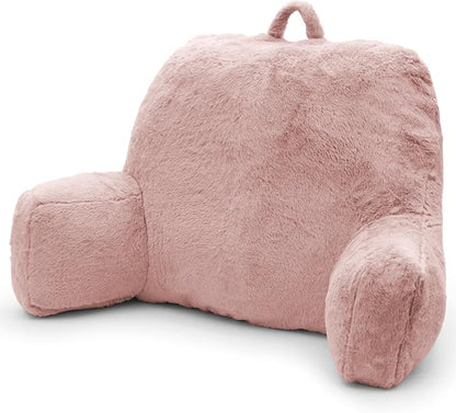 Reading Pillow Large Bed Pillow,Backrest Pillow with Arms, Back Support for Sitting Up in Bed, Couch for Lounging Bedrest,Pink