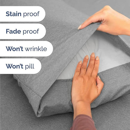 Twin 4 Piece Sheet Set - Comfy Breathable & Cooling - Soft Hotel Luxury Bedding Set with 8-16 Inch Deep Pockets - 1 Flat & 1 Fitted Sheet & 2 Pillowcases - Wrinkle Free & Easy Care - Heathered Grey
