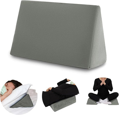 Small Wedge Pillow, Wedge Pillow for Bed Sores, Positioning Pillow, Positioning Wedge, Mini Pillow for Laptop and Yoga, Small Foam Wedge for Chair (1 Unit, Grey)