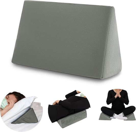 Small Wedge Pillow, Wedge Pillow for Bed Sores, Positioning Pillow, Positioning Wedge, Mini Pillow for Laptop and Yoga, Small Foam Wedge for Chair (1 Unit, Grey)