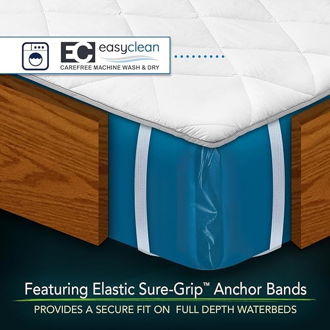 INNOMAX The Linen Resource Quilted Comfort Waterbed Anchor Band Custom Fit Mattress Pad Protective Cover Super Single
