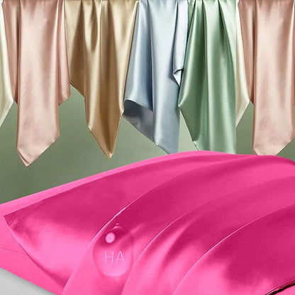 Silk Pillowcase for Hair and Skin, Mulberry Silk Pillow Cases King Size, Anti Acne Cooling Sleep Both Sides Natural Silk Satin Pillow Case Covers with Hidden Zipper, Gifts for Women Men, Hot Pink