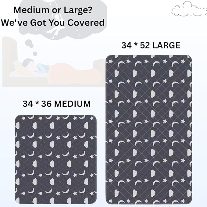 Retrona® Washable Underpads 34" x 52" Pack of 6 Heavy Absorbency Reusable Bedwetting Incontinence Pads for Adults, Kids, & Pets - Waterproof Protective Pad for Bed, Couch, Sofa, Floor (6 Pack - 34x52)