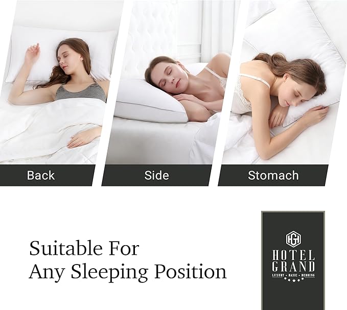Hotel Grand Softy-Around Feather Down Pillows King Size Set of 2 Packs White Strip 100% Cotton Fabric Bed Pillows for All Position Sleepers,36"x20"/2 Packs