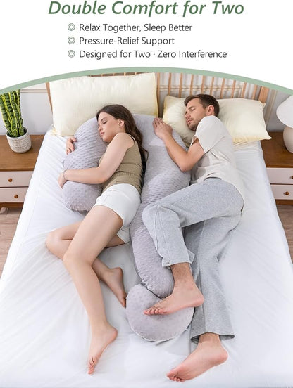 Meiz Question Mark Body Pillow for Adults & Couples, Dual-Sided Velvet Long Bolster Pillow with Detachable Heart Cushion for Hugging, Full Body Support Pillow for Side Sleepers & Back Support
