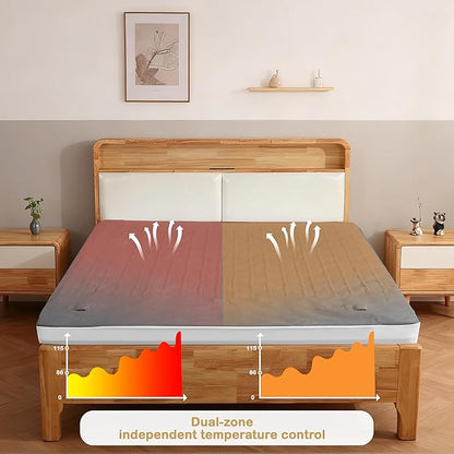 Electric Mattress Pad King Size 78"x80" with 10 Hours Auto Off 5 Heat Setting Dual Controller Fit Up to 15 Inch Deep Pocket, Machine Washable - Gray