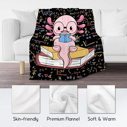Axolotl Blanket - Reading Blankets for Toddler/Kids/Teens - 30x40 Inch Soft Flannel Daughter Gifts Throw for Couch Office