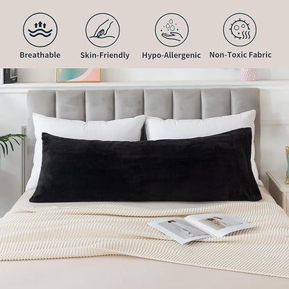 WhatsBedding Memory Foam Body Pillow with Plush Fuzzy Cover, Full Body Pillow for Adults, Long Pillow for Sleeping, Soft Fluffy Supportive