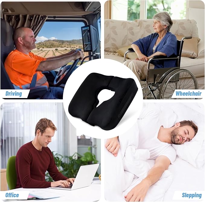 IFOYO Bed Sore Cushions for Butt, Memory Foam Tailbone Pain Relief Cushion, T-Shaped Anti-Slip Bedsore Pressure Relief Pillow for Sleeping & Sitting, Post-Surgery, Wheelchair Users, Washable Cover