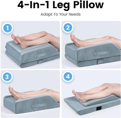 OasisSpace Double Leg Elevation Pillows for After Surgery or Rest,Single Leg Memory Foam Leg Pillow with Velvet Washable Cover for Post-Surgery, Swelling & Comfort
