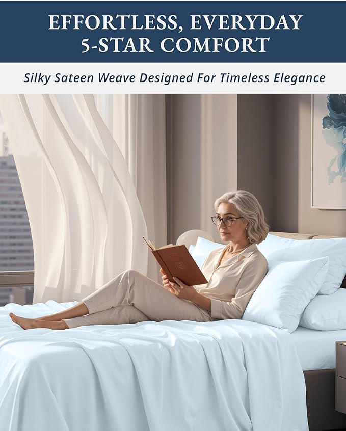 LANE LINEN 100% Egyptian Cotton Bed Sheets King Size, 15 inch Extra Deep Pocket King Sheets, Natural Cooling NO Pill Fade Resistant Cotton Sheets King Elegant Jaquard Swiss Dot - Ice Melt