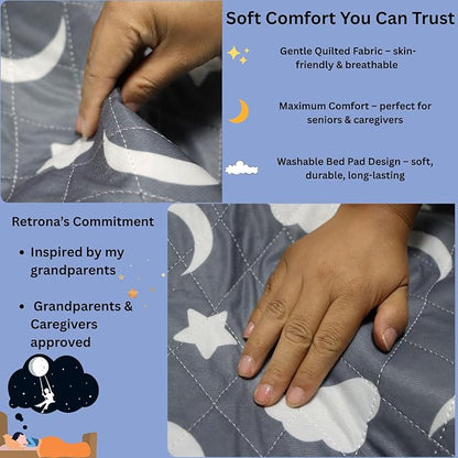 Retrona® Washable Underpads 34" x 52" Pack of 6 Heavy Absorbency Reusable Bedwetting Incontinence Pads for Adults, Kids, & Pets - Waterproof Protective Pad for Bed, Couch, Sofa, Floor (6 Pack - 34x52)