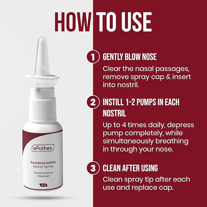 1% Povidone Iodine Nasal Spray - Powerful Nasal Cleanser & Sinus Protection - Reduce Exposure to Airborne Contaminants - Travel Friendly - 30ml