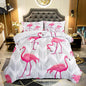 Flamingo Comforter Set Twin Size Tropical Flamingo Geometric Stripe Bedding Set Flamingo Quilted Duvet for Kids Girls Boys Adult with 1 Comforter and 2 Pillowcases