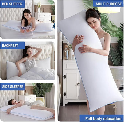 YZ HOME Memory Foam Body Pillow Insert - Full Body Pillow for Adults - Soft Large Long Bed Pillow for Side Sleeper (White, 20 Inchx54 Inch)