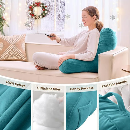 Sasttie Reading Pillow, Pillows for Reading or Relaxing – Ergonomic Support for Head, Neck, Back, and Lumbar, 21-Inch, Teal