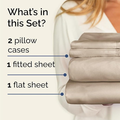 Twin 4 Piece Sheet Set - Comfy Breathable & Cooling - Ultra Soft Hotel Luxury Bedding Set with 8-16 Inch Deep Pockets - 1 Flat & 1 Fitted Sheet & 2 Pillowcases - Cozy, Wrinkle Free & Easy Care - Cream