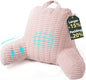 21" Higher Large Reading Pillow for Bed Adult, Back Pillow for Bed Sitting Up with Memory Foam Back Support with Arms Rest for Couch Chair Pink