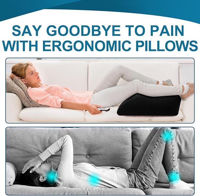Inflatable Leg Elevation Pillow, Wedge Pillow for Sleeping, Portable Wedge Pillow, Improve Circulataion and Reduce Swelling, for Sleeping, Recovery, Pregnant (Black)
