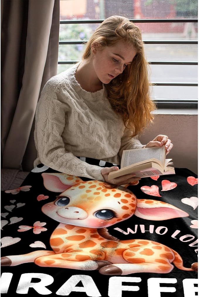 Giraffe Blanket for Girls Just A Girl Who Loves Giraffe Gifts for Women Soft Cozy Flanne Throw Blanket for Bedding Sofa Camping 30x40inches