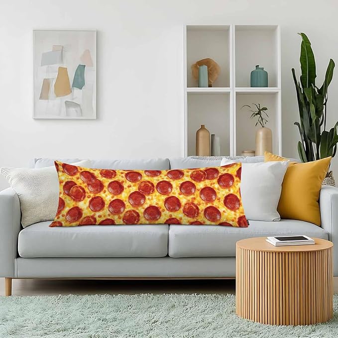 Pizza Body Pillows Covers for Adults, Sausage Cheese Pepperoni Pizza Lumbar Body Pillow Case Large Body Cushion Covers 20"X54" Body Pillowcase for Home Bedroom Office Hotel