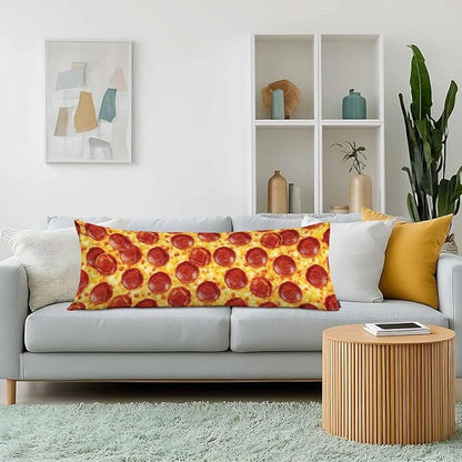 Pizza Body Pillows Covers for Adults, Sausage Cheese Pepperoni Pizza Lumbar Body Pillow Case Large Body Cushion Covers 20"X54" Body Pillowcase for Home Bedroom Office Hotel