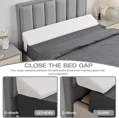 Twin Size Bed Wedge Pillow for Headboard Gap Filler (0"-8")Close Gaps Between Mattress and Wall,Frame/Loft Corner College Dorm Bed Essentials,Bedside Space Home Room Decor,Stop Pillow Falling Down