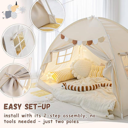 Sherilyn Twin Bed Toddler Canopy Bed Kids Tents Indoor Dream Playhouse Tent on Bed Bunk Privacy Space Blackout Sleeping Tents Portable Drafty Room Floor Bed Tents for Boys Girl Birthday, House Gift