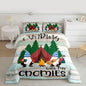 Feelyou Camper Bedding Set Queen Kids Cute Gnome Happy Camping Comforter Set for Girls Boys Cartoon Gnomies Farmhouse Comforter Soft and Cozy Quilted Set Rustic Room Decor Comforter Inner Fill
