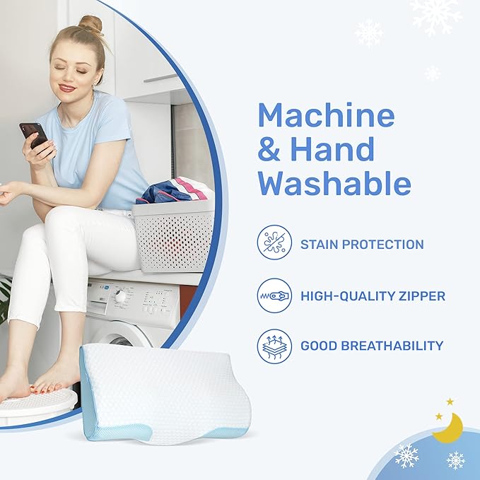 Derila Cooling Pillowcase Optimal Temperature Control for Your Memory Foam Pillow for Perfect Sleep. Quality Material White Pillow Cover