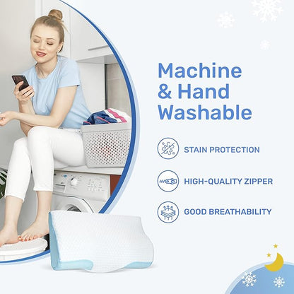 Derila Cooling Pillowcase Optimal Temperature Control for Your Memory Foam Pillow for Perfect Sleep. Quality Material White Pillow Cover