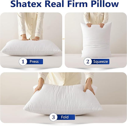 Shatex Extra Firm Pillow Queen Size 28 x 20 inch, Bed Pillow with Adjustable Insert Provides Stronger Support - for Back, Stomach & Side Sleepers.
