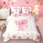 Erosebridal Flower Monogram T Bedding Sets King, Kawaii Pink Bow Tie Bowknot Bed in A Bag for Teens, Dreamy Princess Style Bed Set Bedroom Decor Spring Light Pink White Comforter Set with Sheets