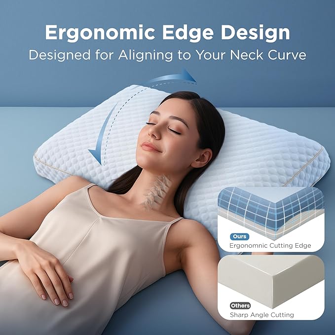 Sophia & William Memory Foam Pillow Standard Size, Dual-Firmness for Side, Back and Stomach Sleepers, Bed Pillow with Better Support and Durability