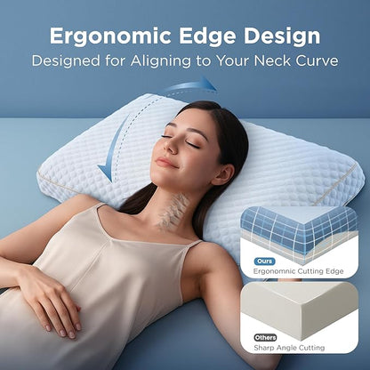 Sophia & William Memory Foam Pillow Standard Size, Dual-Firmness for Side, Back and Stomach Sleepers, Bed Pillow with Better Support and Durability