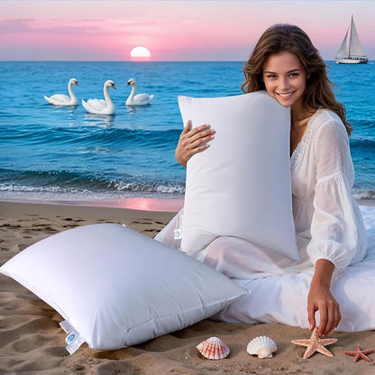 Luxury Goose Feather Down Pillows Standard Size Set of 2, 3-Chamber 5 Star Hotel Pillow for Deep Sleep, Soft Bed Pillows for Neck Pain Relief, Perfect for Side, Back Sleepers - 20"x26"