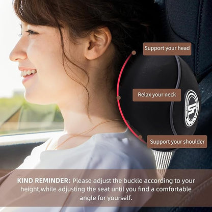 2 Pack - Car Headrest Pillow for Neck Support, 100% Memory Foam Car Neck Pillow with Sleep Mask - Universal Fit Head Rest Travel Pillow Car Pillow for Pain Relief While Driving(Contains 2 Eye Masks)