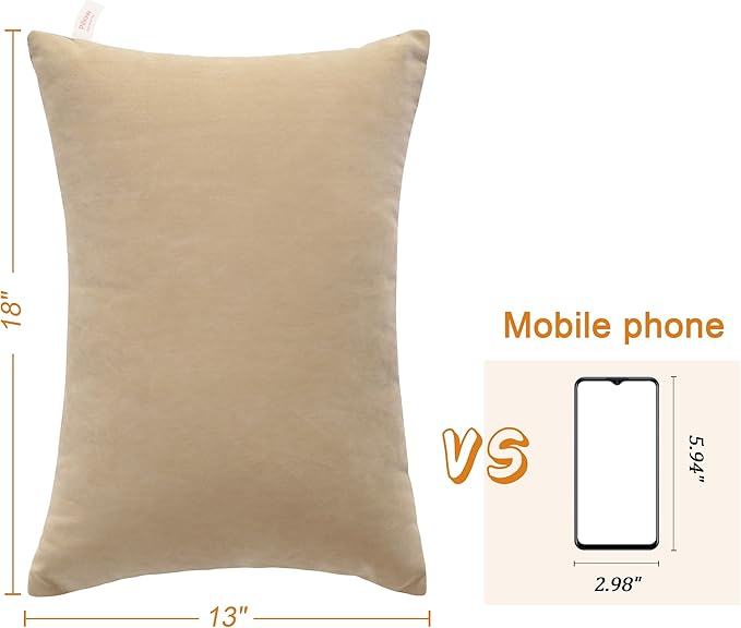 BEDSUM 2 Pack Pillows, 13"x18" Microfiber Pillows for Travel, Pets, Soft and Machine Washable Small Pillow for Neck, Wrist, and Knee Comfort, Taupe