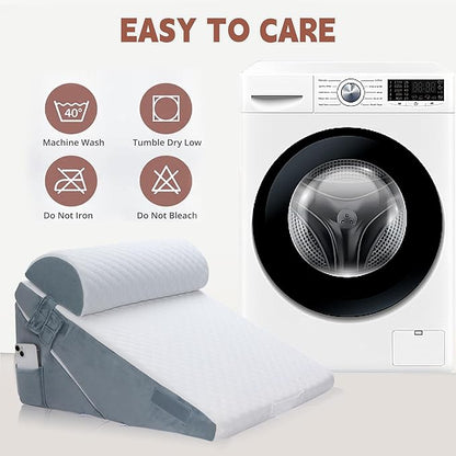 3PCS Bed Wedge Pillow Set for After Surgery, 9&12inch Orthopedic Memory Foam Adjustable Pillow Wedge for Acid Reflux Relief, Back Pain, Neck&Back Support