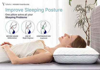 Cooling Gel Memory Foam Pillow - 1-Pack - Standard Size Bed Pillows For Sleeping - Medium-Firm - Back, Stomach and Side Sleeper Pillow - Shoulder & Back Pain Relief - Washable , Bamboo Viscose Cover